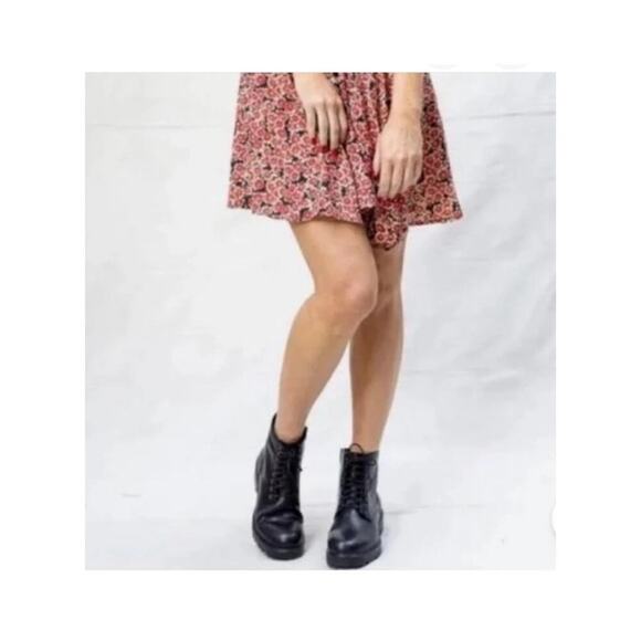 NWT Free People Corset Lace Up Mini Dress Red Floral S - Picture 3 of 9